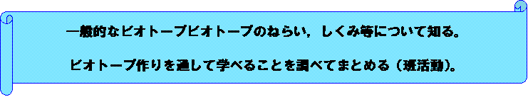 ������: ��ʓI�ȃr�I�g�[�v�r�I�g�[�v�̂˂炢�C�����ݓ��ɂ��Ēm��B
�r�I�g�[�v����ʂ��Ċw�ׂ邱�Ƃ𒲂ׂĂ܂Ƃ߂�i�Ǌ����j�B
